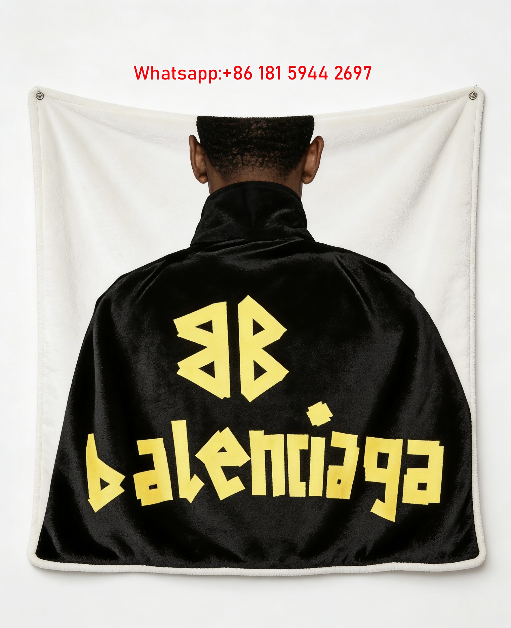 Balenciaga BB Logo Print Flannel Sofa Throw Blanket BA404